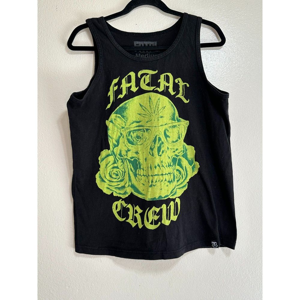 Fatal Crew Men's Skull Sleeveless Tank Top, Size M